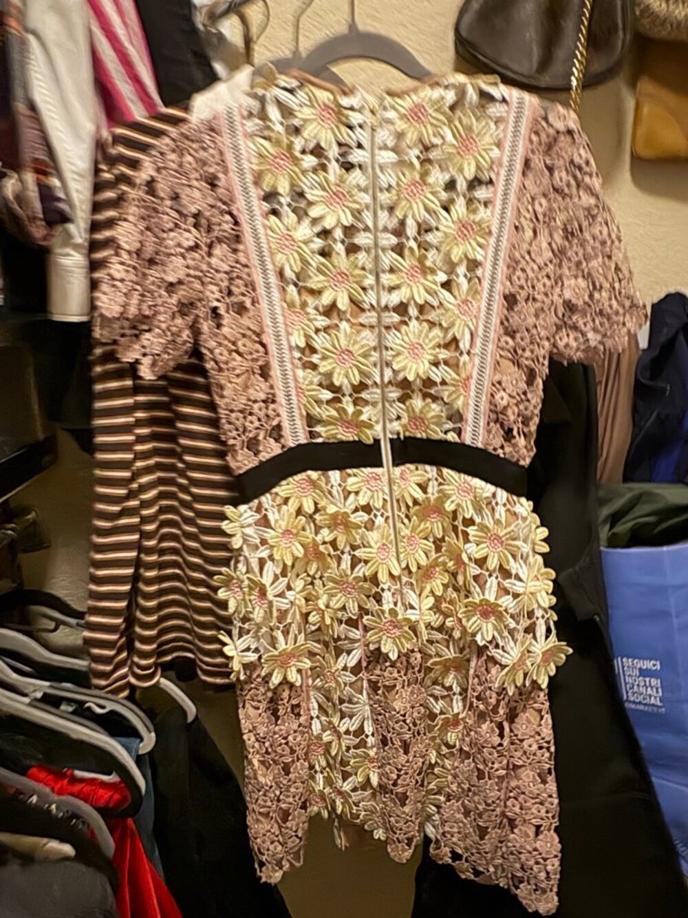 self-portrait Guipure Lace Dress Pink Cream Size US 6